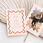 Quirky Hand Drawn Line Orange Wedding Einladung