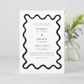 Quirky Hand Drawn Line White Wedding Einladung (Stehend Vorderseite)