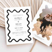 Quirky Hand Drawn Line White Wedding Einladung