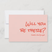 Quirky Hand Drawn Pink Red Unique QR Code Wedding RSVP Karte (Rückseite)