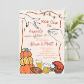 Quirky Hand Drawn Pumpkin Verlobung Dusche Einladung (Stehend Vorderseite)