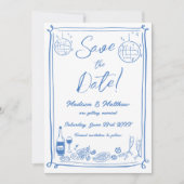 Quirky Hand Drawn Scribble Doodles Wedding Save The Date (Vorderseite)