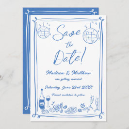 Quirky Hand Drawn Scribble Doodles Wedding Save The Date
