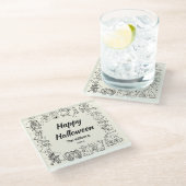 Quirky Hand Drawn Scribles Halloween Glasuntersetzer (Schrägansicht)