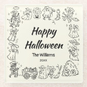 Quirky Hand Drawn Scribles Halloween Glasuntersetzer (Vorderseite)