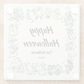 Quirky Hand Drawn Scribles Halloween Glasuntersetzer (Rückseite)
