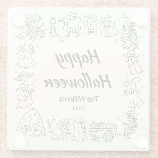 Quirky Hand Drawn Scribles Halloween Glasuntersetzer (Rückseite)