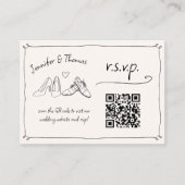 Quirky Hand Drawn Wedding Shoes QR Code UAWG Begleitkarte (Vorderseite)