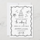 Quirky Hand Drawn Whimsical Wedding Einladung (Vorderseite)