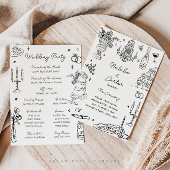 Quirky Hand Drawn Whimsical Wedding Program Einladung