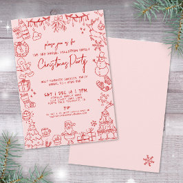 Quirky Hand Drawn Whimsisches Weihnachtsfest-Party Einladung