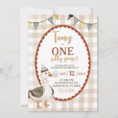 Quirky Hand Gezeichnet ein Albernes Gänse Geburtst Einladung (Vorderseite)