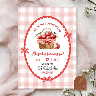 Quirky Hand Gezeichnet Illustration Apple Girl Bir Einladung