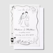 Quirky Hand gezeichnete Doodles Hochzeit retten da Pergament Einladungen (Versetzt)