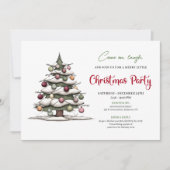 Quirky hand painted tree modern holiday invitation einladung (Vorderseite)