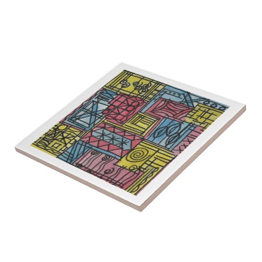 Quirky-Hand Wasserfarben Kunst Fliese (Seite)