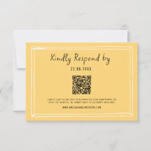 Quirky Hand Written QR Code Hochzeit RSVP Karte