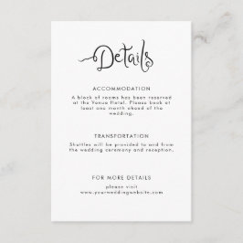 Quirky-handgeschriebene Hochzeitdetails Begleitkarte