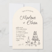Quirky-handgeschriebene Illustrierte Arch-Hochzeit Einladung (Vorderseite)