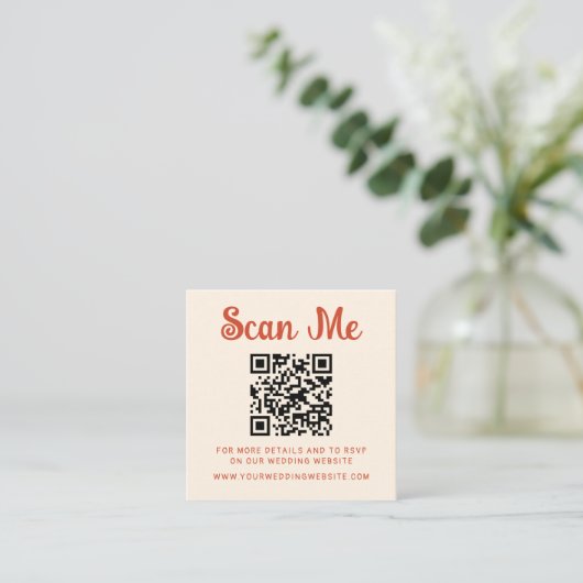 Quirky handgeschriebener Hochzeitcode QR-UAWG Begleitkarte (Stehend Vorderseite)