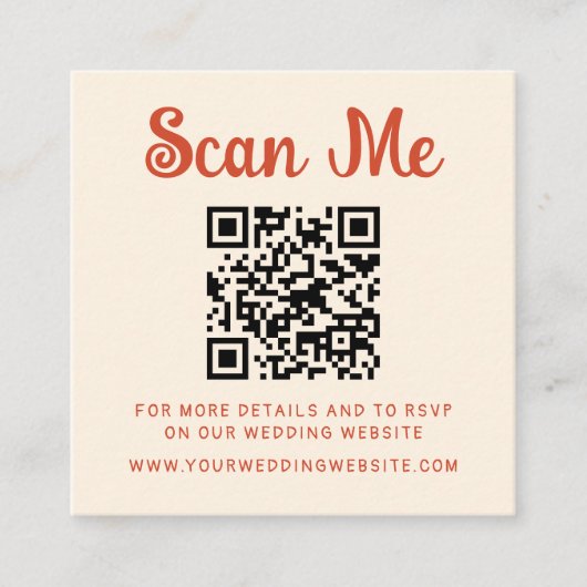 Quirky handgeschriebener Hochzeitcode QR-UAWG Begleitkarte (Vorderseite)