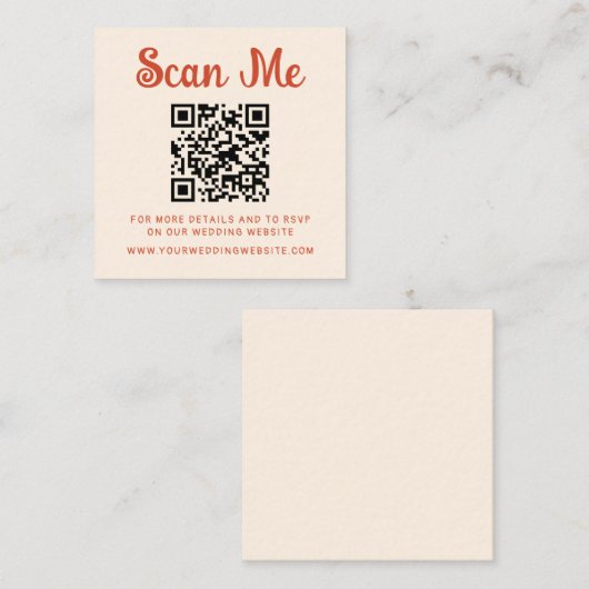 Quirky handgeschriebener Hochzeitcode QR-UAWG Begleitkarte (Vorne/Hinten)