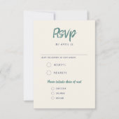 Quirky Handwriting Green Blue Retro Wedding RSVP Karte (Vorderseite)