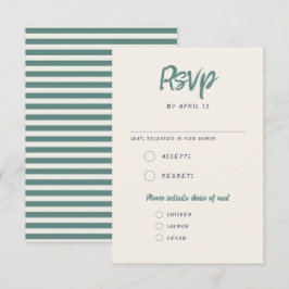 Quirky Handwriting Green Blue Retro Wedding RSVP Karte