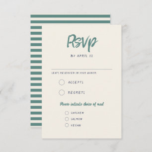 Quirky Handwriting Green Blue Retro Wedding RSVP Karte