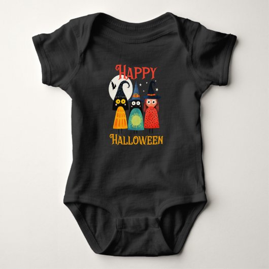 Quirky Hexen Happy Halloween Spooky Niedlich Baby Strampler (Vorderseite)
