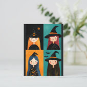 Quirky Hexen Illustrationen Spooky Niedlich Hallow Postkarte (Stehend Vorderseite)