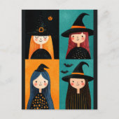 Quirky Hexen Illustrationen Spooky Niedlich Hallow Postkarte (Vorderseite)