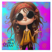 Quirky Hippie Chic Flow Keramik Tile Fliese (Vorderseite)