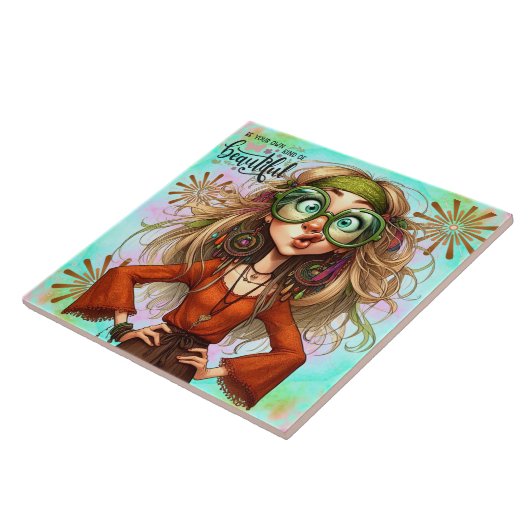 Quirky Hippie Chic Schöne Keramik Tile Fliese (Seite)