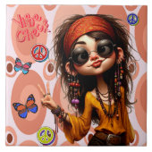 Quirky Hippie Chic Vibe Karo Keramik Tile Fliese (Vorderseite)