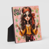 Quirky Hippie Chic Weird Tabletop Plaque mit Easel Fotoplatte (Vorderseite)