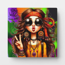 Quirky Hippie Chic Wild Tabletop Plaque mit Easel Fotoplatte