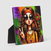 Quirky Hippie Chic Wild Tabletop Plaque mit Easel Fotoplatte (Vorderseite)