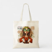 Quirky Hippie Lady Beautiful Tote Bag Tragetasche (Rückseite)