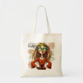 Quirky Hippie Lady Beautiful Tote Bag Tragetasche (Vorne)