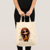 Quirky Hippie Lady Flow Tote Bag Tragetasche (Vorderseite (Produkt))