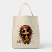 Quirky Hippie Lady Flow Tote Bag Tragetasche (Rückseite)