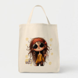 Quirky Hippie Lady Flow Tote Bag Tragetasche