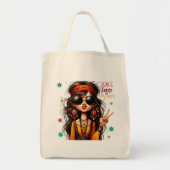 Quirky Hippie Lady Peace Tote Bag Tragetasche (Vorne)