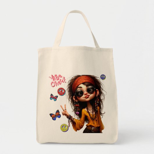 Quirky Hippie Lady Vibe Tote Bag Tragetasche (Vorne)