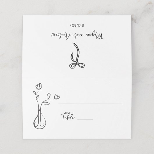 Quirky Hochblumen Platzkarte (Außenseite Aufgefaltet)