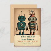 Quirky Hochzeitseinladungen mit Robotern Einladung (Vorne/Hinten)