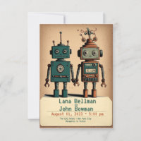 Quirky Hochzeitseinladungen mit Robotern