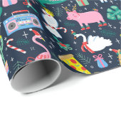 Quirky Holiday Animations and Icons Muster Geschenkpapier (Rolleneckpunkt)