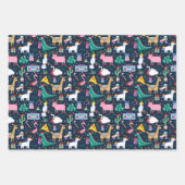 Quirky Holiday Animations and Icons Muster Geschenkpapier Set (Vorderseite)